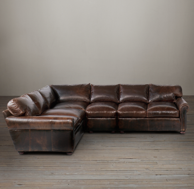Lancaster Leather Left-Arm L-Sectional