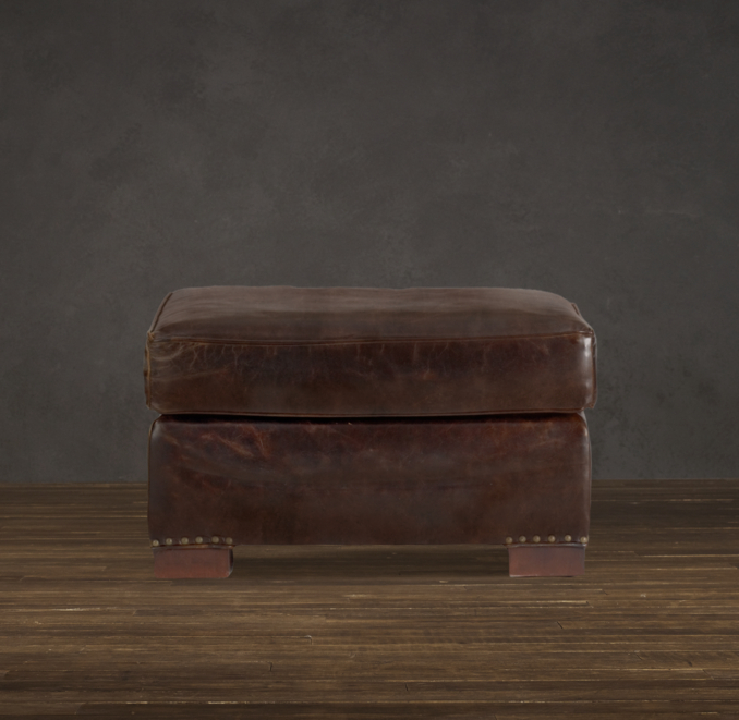 Library Leather Ottoman