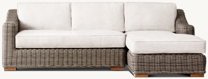 Shown in Terra. Cushions (sold separately) shown in Dove Perennials&#174; Performance Textured Linen Weave. Sectional consists of 1 two-seat left-arm sofa and 1 right-arm chaise.