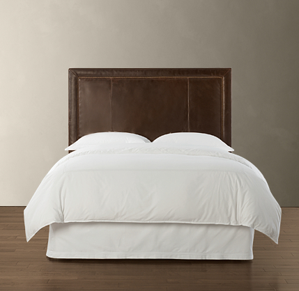 Wallace Leather Headboard With Antique Brass Nailheads