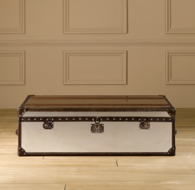 Mayfair Steamer Large Trunk Brushed Steel