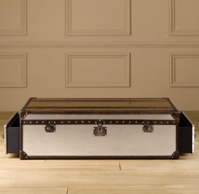 Mayfair Steamer Large Trunk Brushed Steel