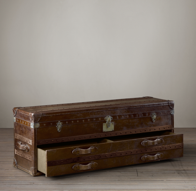 Mayfair Steamer Low Chest Vintage Cigar Leather