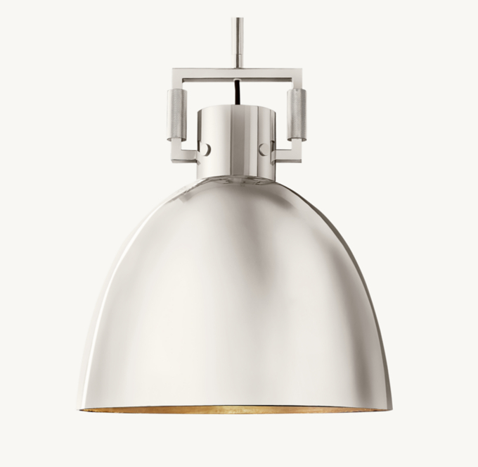 18&#34; pendant shown in Polished Nickel; shade interior matches exterior finish.