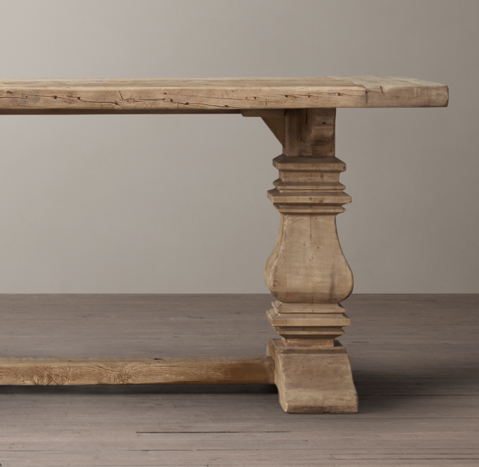 Salvaged Wood Trestle Rectangular Extension Dining Table