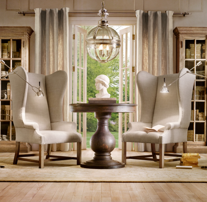 French Upholstered Wing Chair
