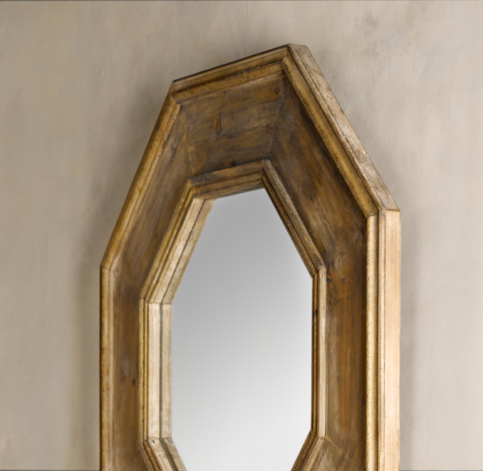 Salvaged Octagonal Mirror - Natural