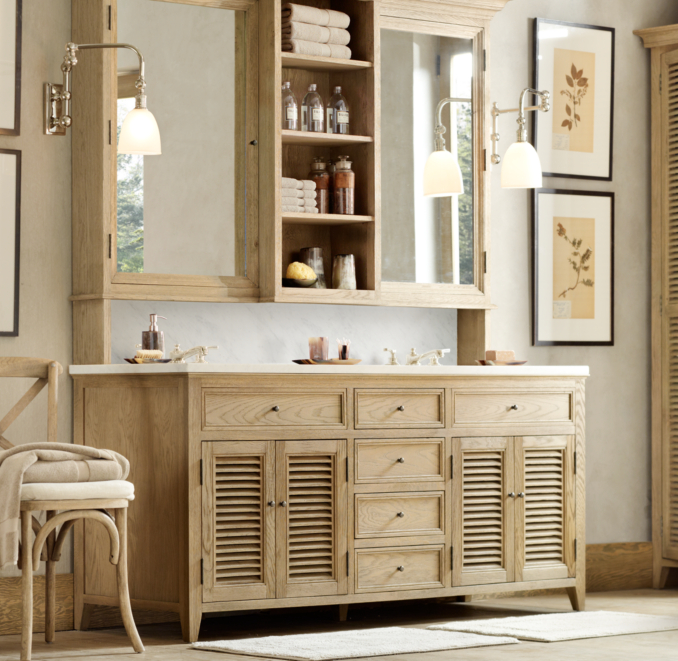 Shutter Double Vanity Sink Base