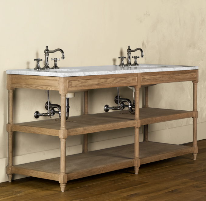 Weathered Oak Double Washstand Base