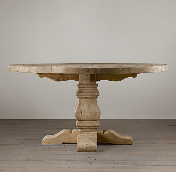 Salvaged Wood Trestle Round Dining Table