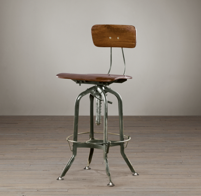 Vintage Toledo Bar Chair Antiqued Green
