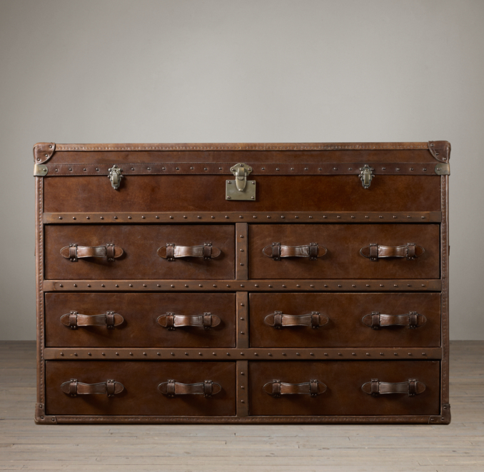 Mayfair Steamer Double Chest Vintage Cigar Leather