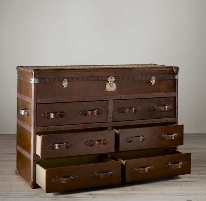 Mayfair Steamer Double Chest Vintage Cigar Leather