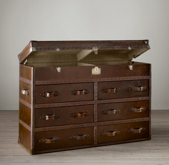 Mayfair Steamer Double Chest Vintage Cigar Leather