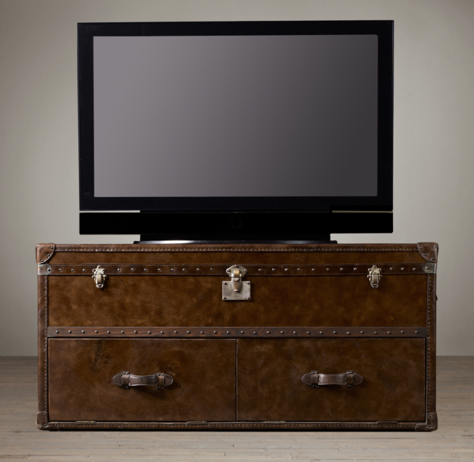 Mayfair Steamer Media Trunk Vintage Cigar Leather