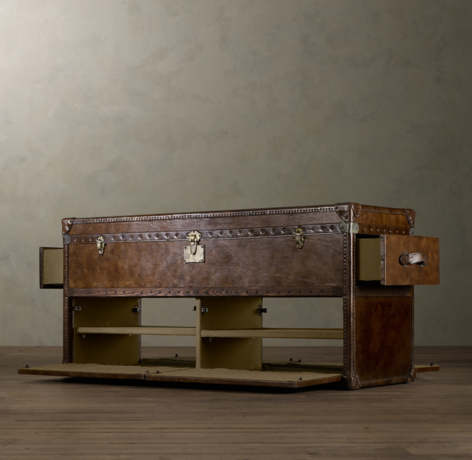 Mayfair Steamer Media Trunk Vintage Cigar Leather