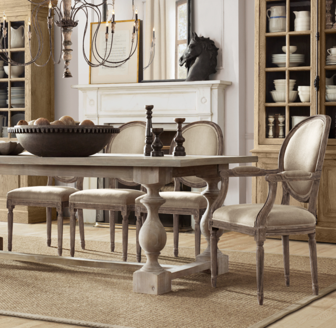 Vintage French Round Fabric Side Chair