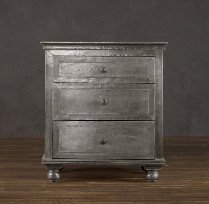26" Zinc Closed Nightstand