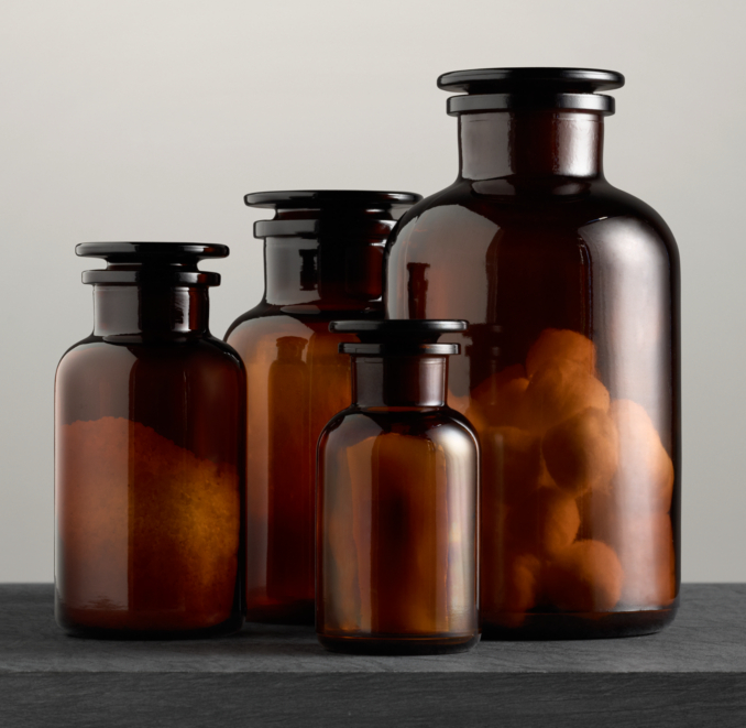 Amber Glass Pharmacy Bottles