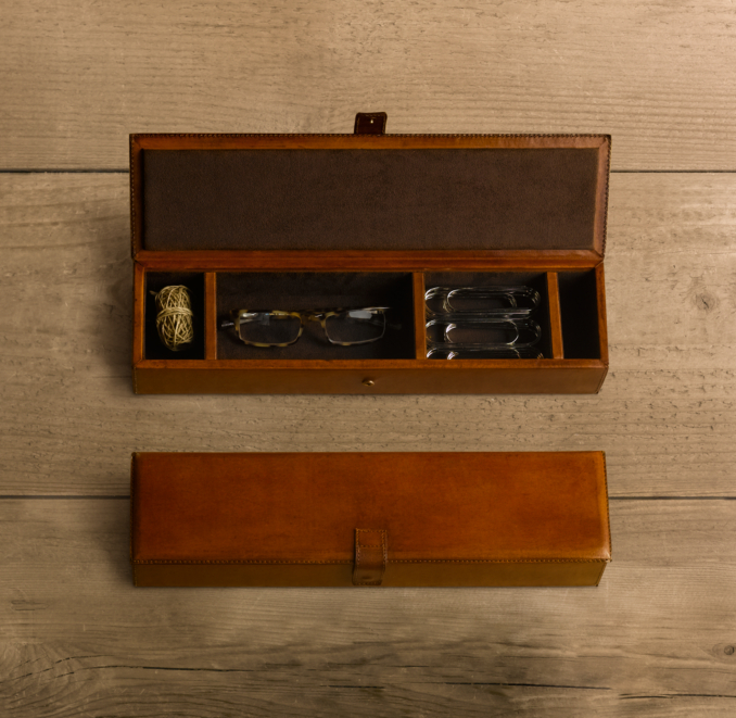 Artisan Leather Desk Box Chestnut