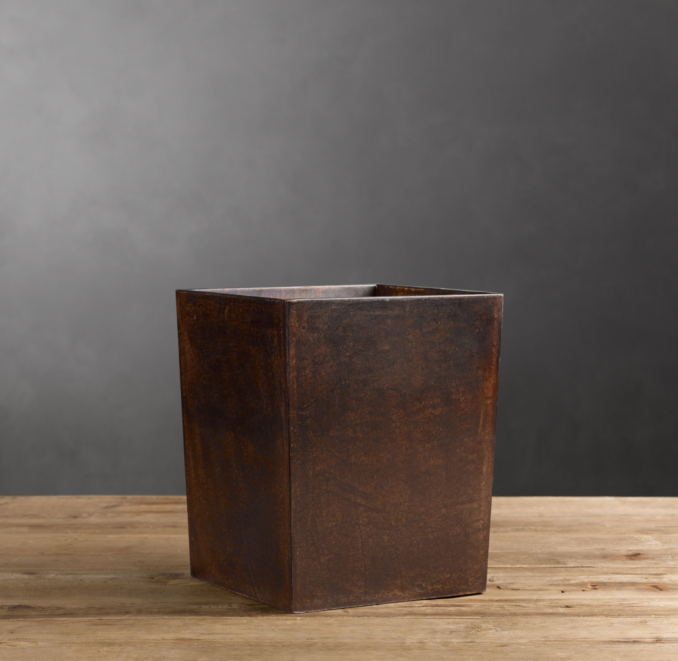 Artisan Leather Waste Basket Chocolate