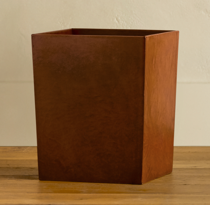 Artisan Leather Waste Basket Chestnut