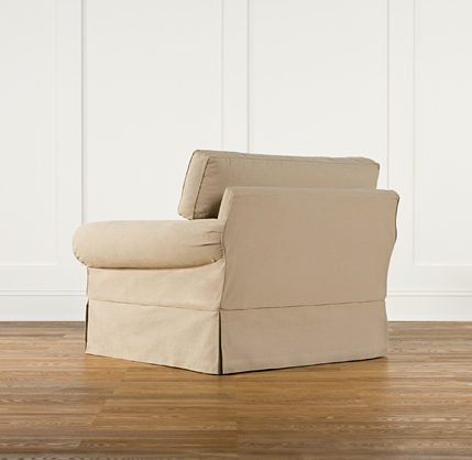 Grand-Scale Roll Arm Slipcovered Swivel Chair
