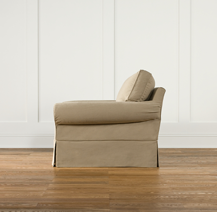 Grand-Scale Roll Arm Slipcovered Swivel Chair