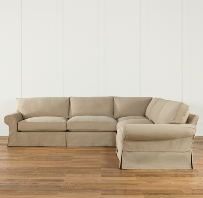 GrandScale Roll Arm Slipcovered Corner Sectional