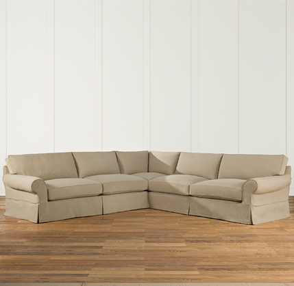 Grand-Scale Roll Arm Slipcovered Corner Sectional