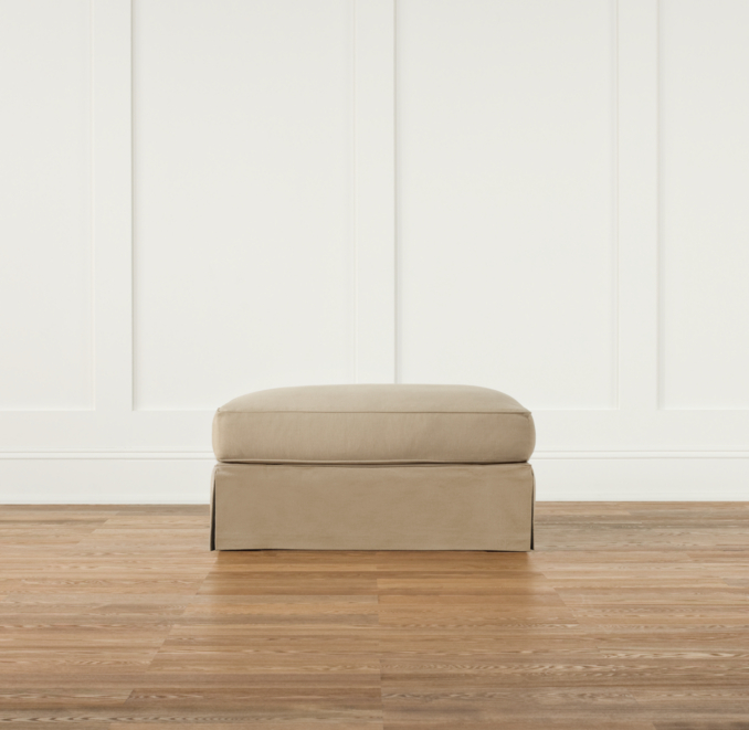 Grand-Scale Roll Arm Slipcovered Ottoman