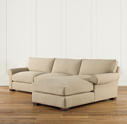 Grand-Scale Roll Arm Upholstered Left-Arm Sofa Chaise Sectional