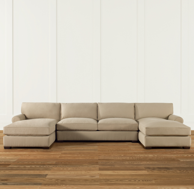 Grand-Scale Roll Arm Upholstered U-Chaise Sectional