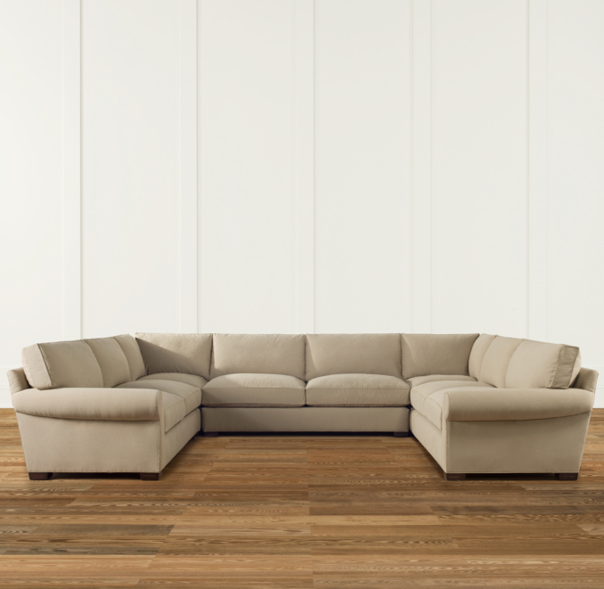 Grand-Scale Roll Arm Upholstered U-Sofa Sectional