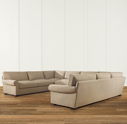 Grand-Scale Roll Arm Upholstered U-Sofa Sectional
