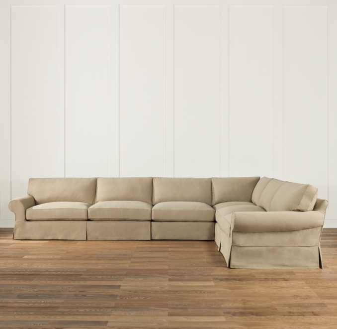 Grand-Scale Roll Arm Slipcovered Right-Arm L-Sectional