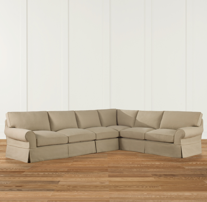 Grand-Scale Roll Arm Slipcovered Right-Arm L-Sectional