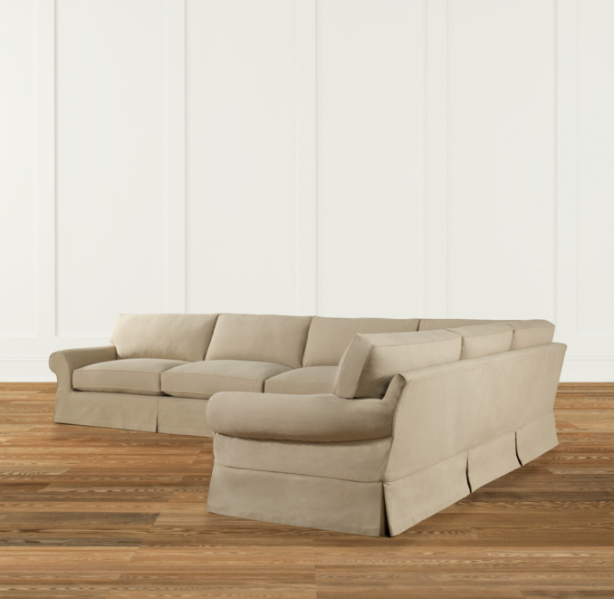 Grand-Scale Roll Arm Slipcovered Right-Arm L-Sectional