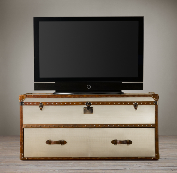Mayfair Steamer Media Trunk Brushed Steel