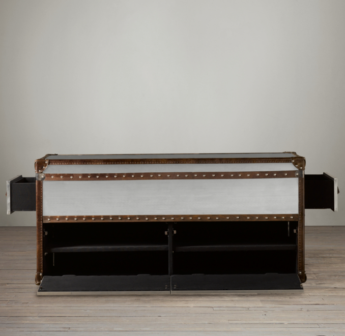Mayfair Steamer Media Trunk Brushed Steel