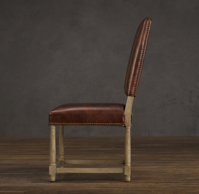 Empire Camelback Leather Side Chair