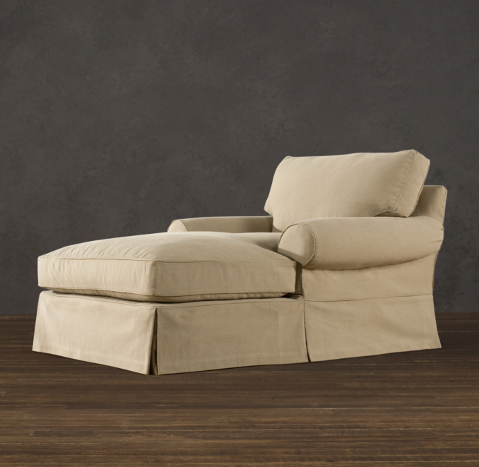 Grand-Scale Roll Arm Slipcovered Chaise