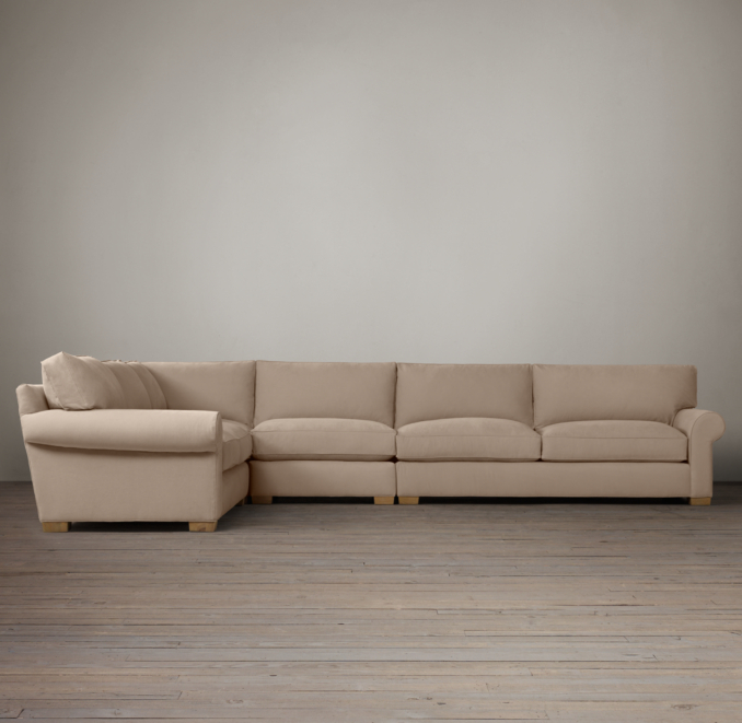 Grand-Scale Roll Arm Upholstered L-Sectional
