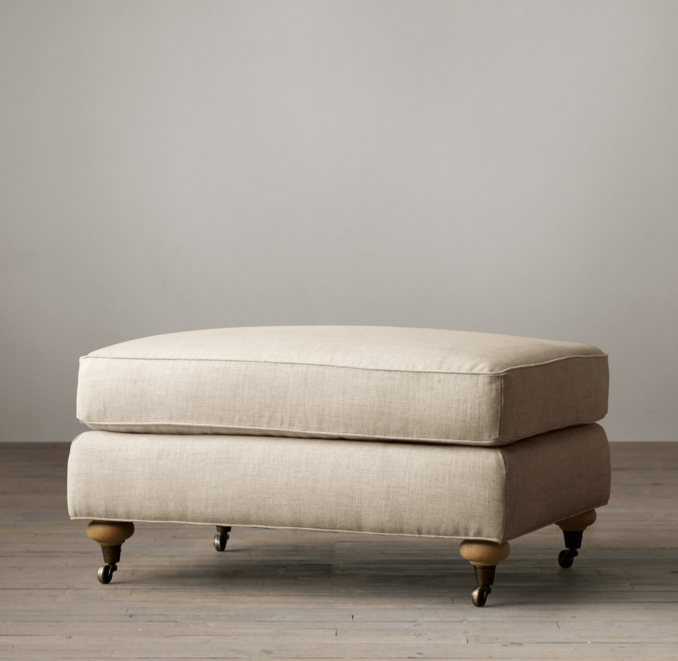 English Roll Arm Upholstered Ottoman