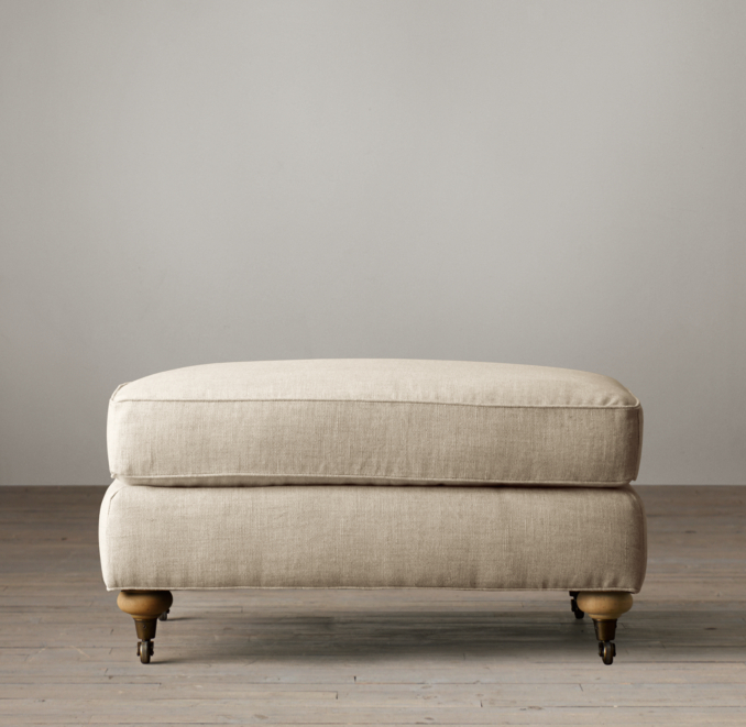 English Roll Arm Upholstered Ottoman