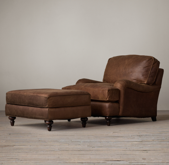 English Roll Arm Leather Chair