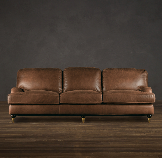 English Roll Arm Leather Sofas