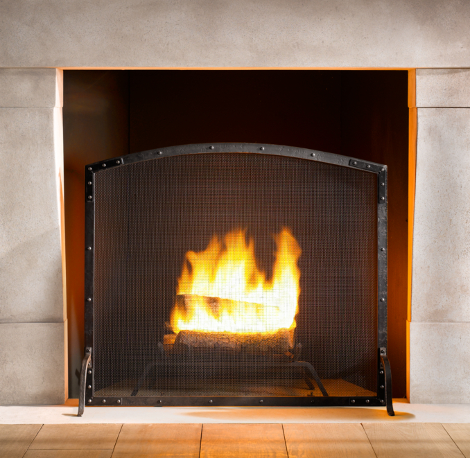 Rivet Hearth Arched Panel Screen