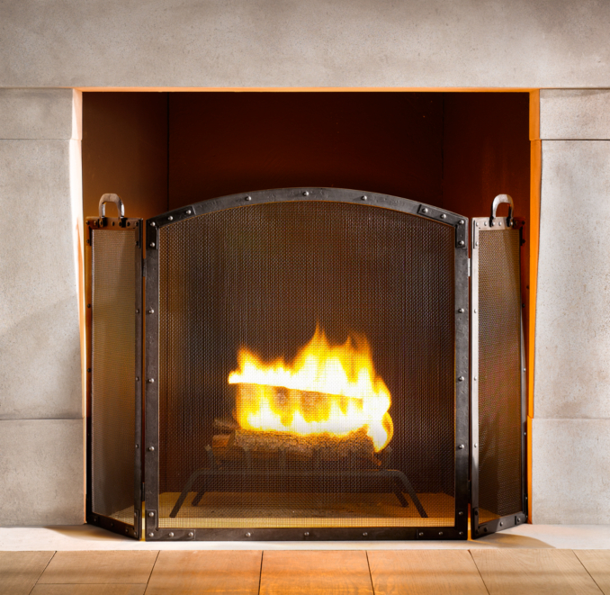 Rivet Hearth Arched Tri-Panel Screen