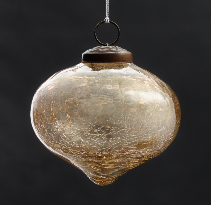 Vintage Hand-Blown Glass Ornament Onion - Gold